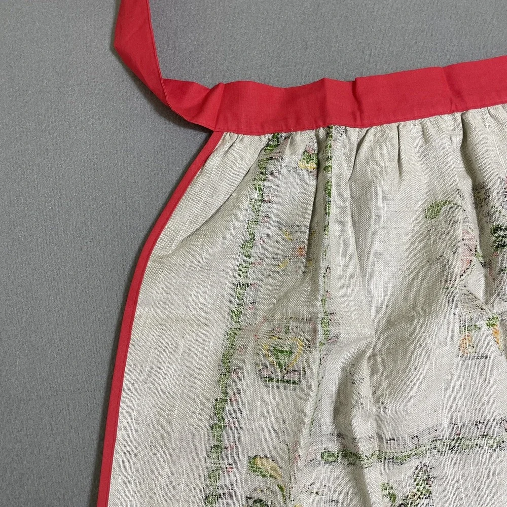 Vintage Apron Linen‎ Pennsylvania Dutch Folk Ceramics Kitchy Linen Cottagecore